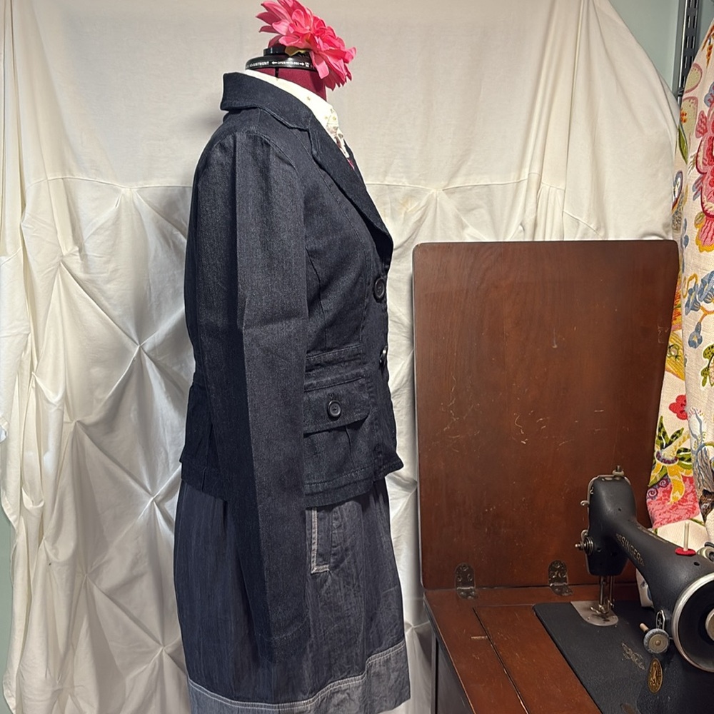 LOFT Navy Denim Blazer - Picture 2 of 7